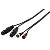 Cavo microfonico HQM-246/1,5  Connettore 1: 2*XLR 3p (F), Connettore 2: 2*RCA (M), Lunghezza 1,5 m, Colore: nero.